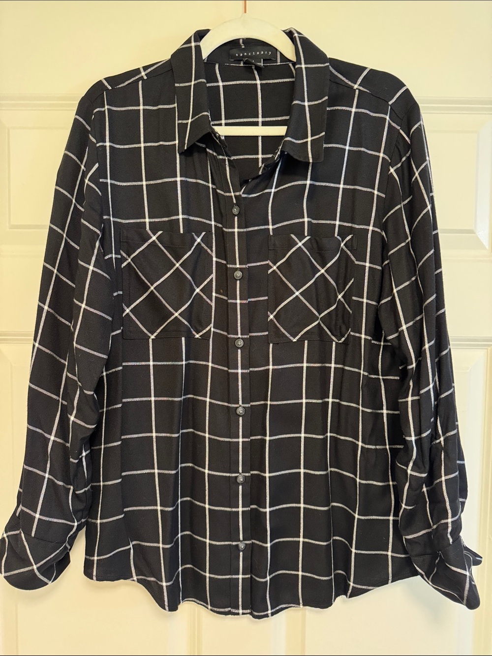 Black Windowpane Button-Up Shirt